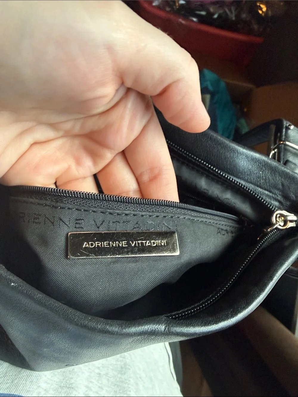 Adrienne Vittadini Black Leather Shoulder Bag